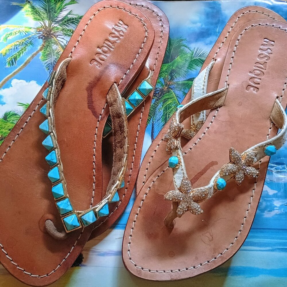 Mystique faux turquoise sandals 7 LOT of 2 pairs